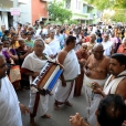 Sri Sannidhanam was led in a grand procession from the Satsangam to the Sringeri Shankara Math