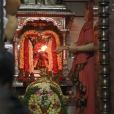 Sri Sannidhanam worshipping Goddess Rajarajeshwari in the premises of the Samsthanam