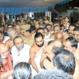 Jagadgurus led in procession to the Krishna Vilas Palace complex